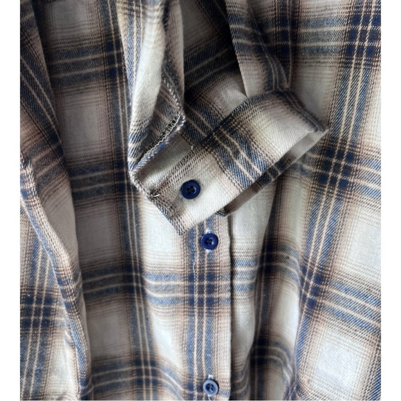 UNIXEX boohoo Extreme Oversized Checked Shirt BUTTON DOWN casual fresh  Navy  1o - Picture 4 of 9